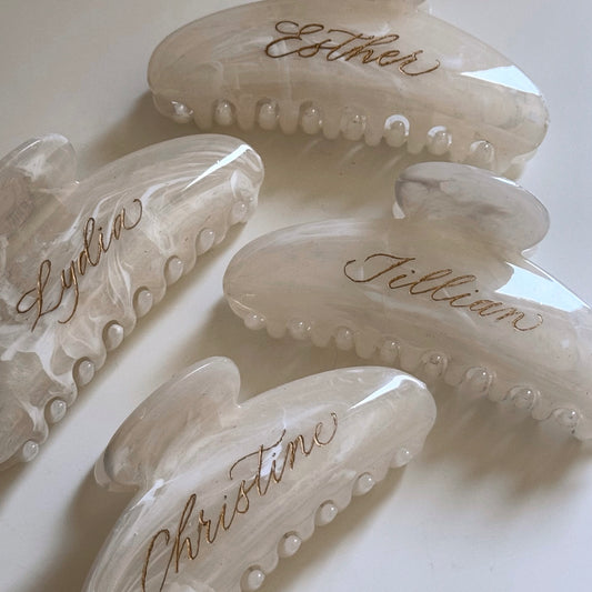 MARBLE HAIR CLAWS | ENGRAVED